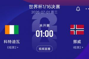 1/16決賽挪威vs科特迪瓦 勝者將和巴西日本勝者會師16強