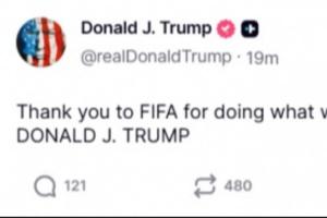特朗普：感謝FIFA做了正確的事，糾正了這一重大不公