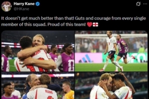 凱恩再發社媒：每個人都展現了膽量和勇氣，為這支球隊感到驕傲！