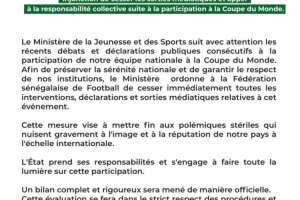 體育部：勒令塞內加爾足協，立即停止所有國家隊后續風波媒體曝光