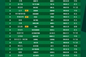 國(guó)安中超二轉(zhuǎn)報(bào)名表：補(bǔ)報(bào)劉邵子洋、斯帕吉奇等人，撤銷恩科洛洛